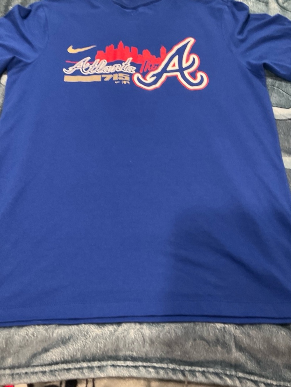 Nike Royal Blue Atlanta Braves Graphic Tee with Red & White Accent